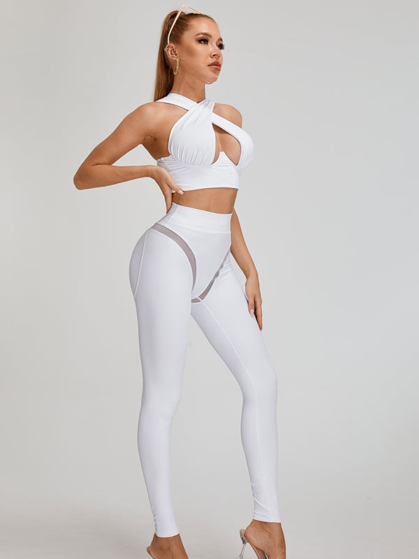 ❤ZASUWA Female Super Sexy Unique Mesh Hip-lift Cross Tracksuit