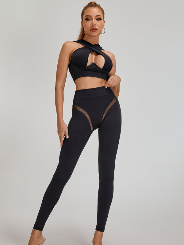 ❤ZASUWA Female Super Sexy Unique Mesh Hip-lift Cross Tracksuit