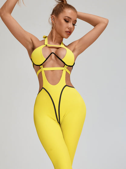 🖤ZASUWA Female Sexy Contrast Color Stripe Hollow Out Jumpsuit