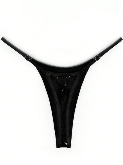 ZASUWA Female Glossy PU T-back Panties